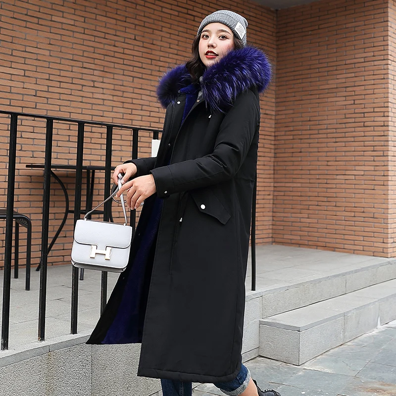 Женское пальто новинка 2019 теплая утолщенная зимняя куртка с меховым воротником и
