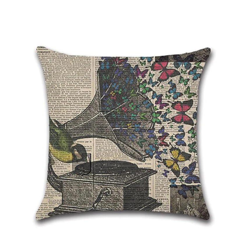 

Sofa Decorative Cushion Cover Vintage Butterfly Pillow Pillowcase Polyester 45*45 Throw Pillow Home Decor Pillowcover