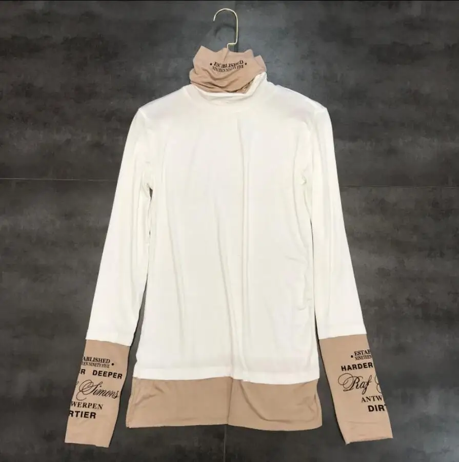 Новинка сезона осень-зима 2019 рубашка контрастных цветов с длинным рукавом и