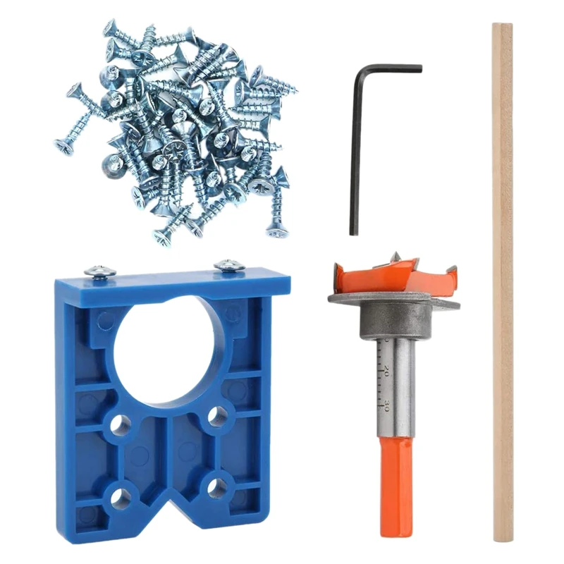 

35mm Hinge Hole Opener Accuracy Hinge Punching Locator Rotor Door Drilling Guide Jig Pencil Screw Woodworking Tools Set