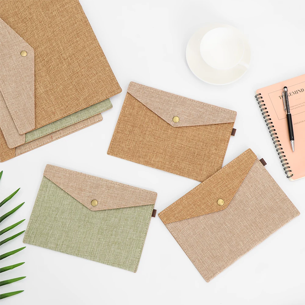 

1PC A4/A5 Big Capacity Simple Document Bag Imitation Linen Canvas Felt File Bag Briefcase File Folders Portable Paper Organizer