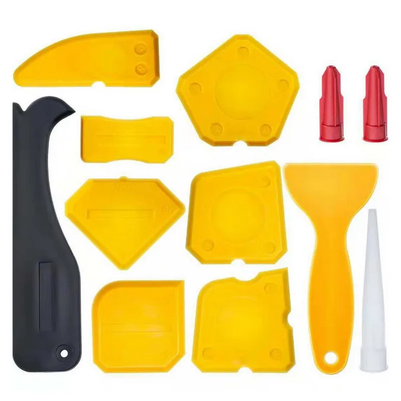 12pc yellow Силиконовый герметик Рассекатель Шпатель скребок для двери герметик набор инструментов силиконовый герметик инструмент окна герметик отделка герметик затирка - Цвет: 12pc yellow