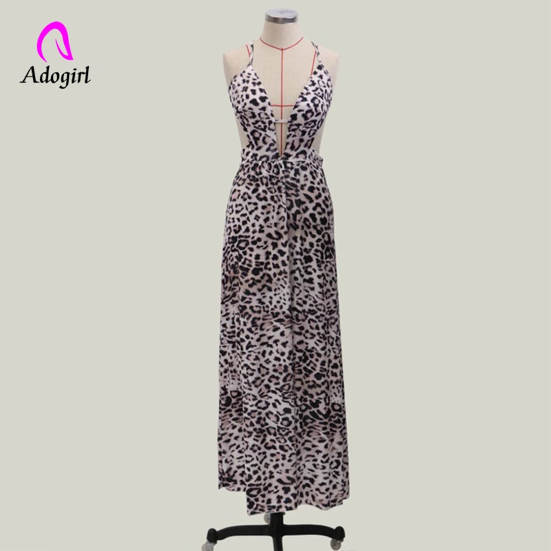 Adogirl леопардовое сексуальное вечернее платье с открытыми плечами на бретельках