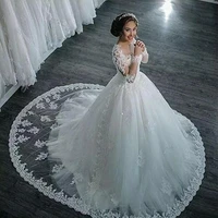 luxury lace wedding dresses long sleeves tulle pearls beaded crystal bride dresses vintage wedding gowns vestidos novia 2022 new
