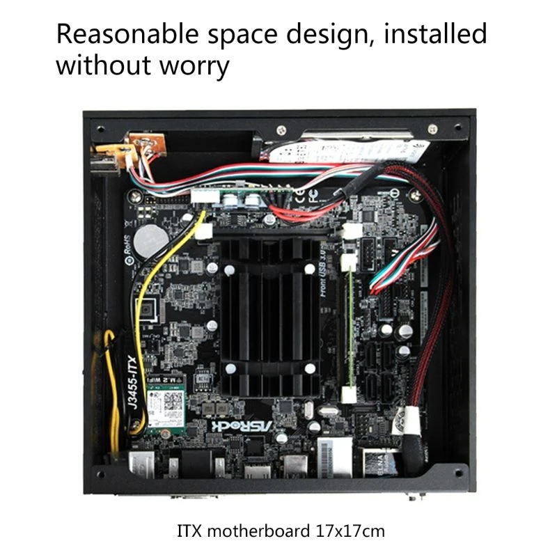 

B01 Mini ITX Computer Case Chassis Aluminum/Glass Briefcase Home Theater AC-DC HTPC Computer Box Desktop PC Enclosure