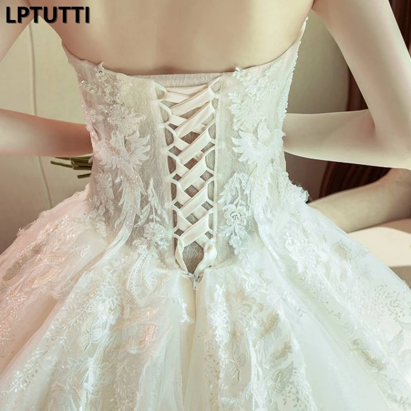 

LPTUTTI Beading Lace New Sexy Size Princess Bridal Marriage Gown Bride Simple Party Events Long Luxury Wedding Dresses