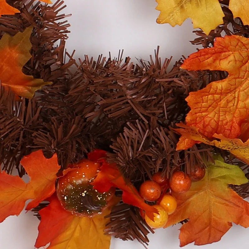 

PVC Pineal Maple Leaf Rattan Of Halloween Door Hanging Decoration With Light For Autumn Color Pumpkin Door Lintel Window Decorat