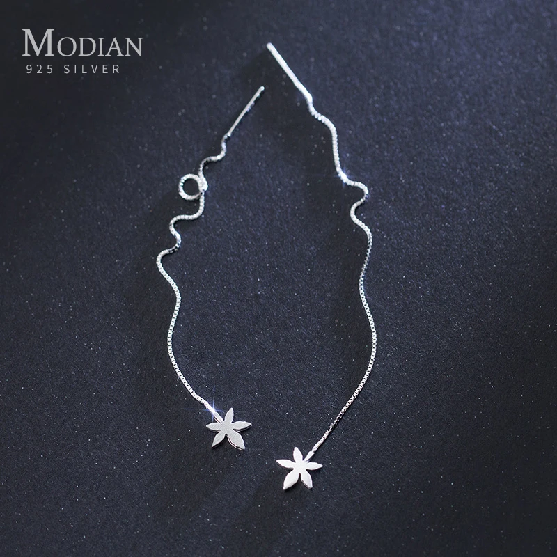 Modian Дерево Узор в виде кленового листа с длинной бахромой массивные серьги