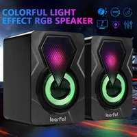 x2 3 5mm usb wired computer speakers colorful lighting effect rgb speaker computer audio for pc laptop desktop speakers
