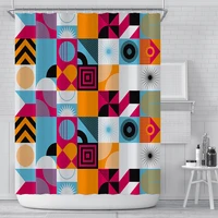 colorful grid printed shower curtains for bath frabic waterproof bathroom polyester shower curtain with 12 hooks home decoration