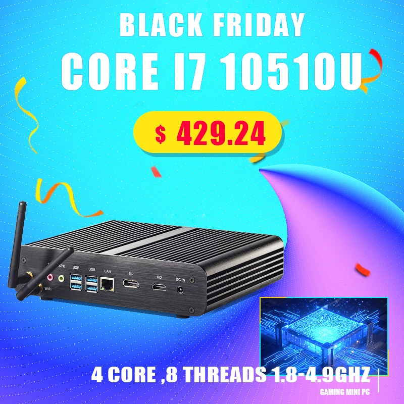 Мини игровой ПК 10 го поколения Intel i7 10510U 2 * DDR4 SO DIMM Max 64 ГБ 1 NVME SATA SSD 1*2 5 &quotSATA HDD High Storage