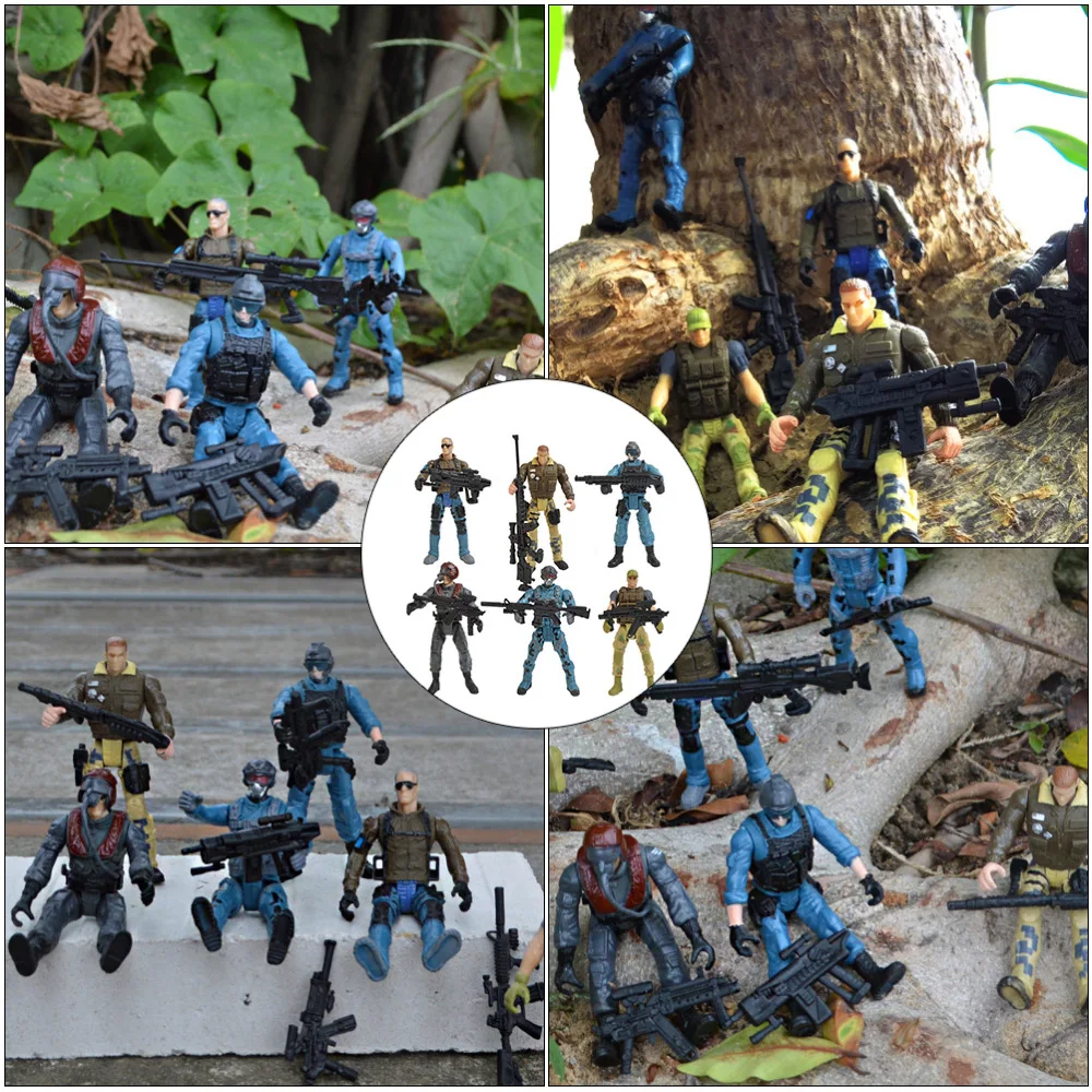 

6pcs Parent-Child Interactive Toys Mini Soldier Models Desktop Decorations