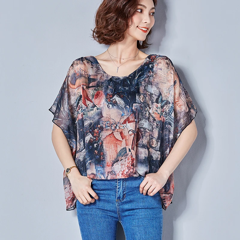 С рукавами летучая мышь шифоновые блузки 2021 летнее платье без рукавов с О