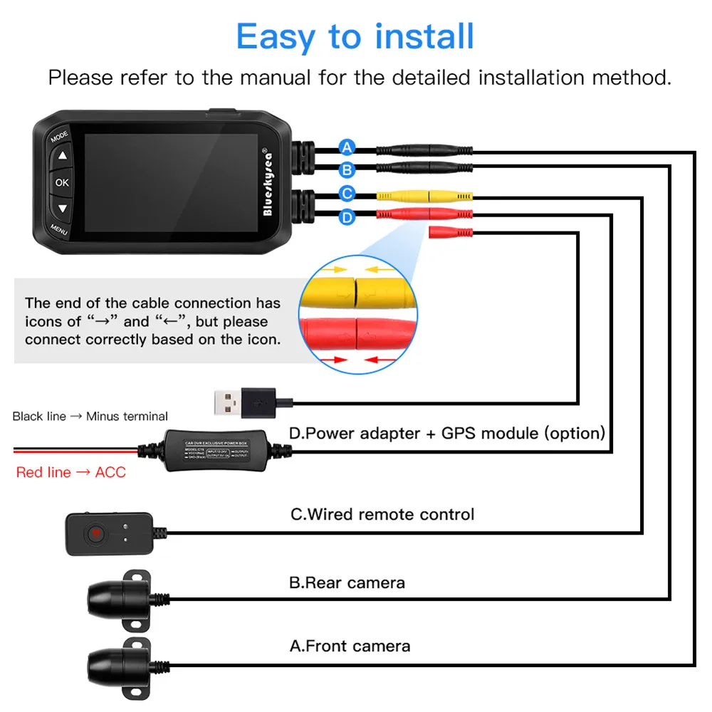 Blueskysea DV128 мотоцикл GPS камера Full HD видеорегистратор 1080P двойной DVR 2 7 &quotЖК