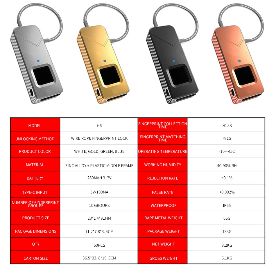 저렴한 LK-G6 체육관 로커 휴대용 미니 전자 스마트 와이어 로프 지문 가방 작은 자물쇠 머리 구매 LK-G6 체육관 로커 휴대용 미니 전자 스마트 와이어 로프 지문 가방 작은 자물쇠 머리