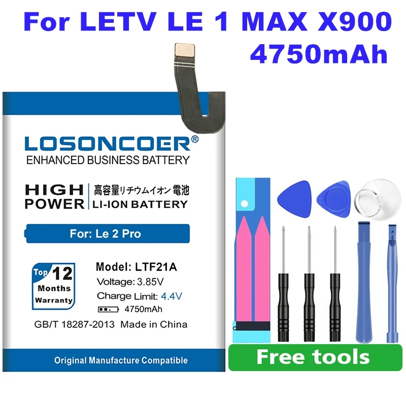 LOSONCOER 4750 мА/ч, LTF21A для Letv LeEco Le 2(pro) le 2S le S3 X528 X621 X625 X626 X20 X25 X620 X520 X522 X525 X526 X527 Батарея