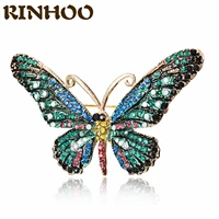 rinhoo shiny rhinestone butterfly brooch colorul insect coat brooch pins for women fashion jewelry gift high quality wholesale
