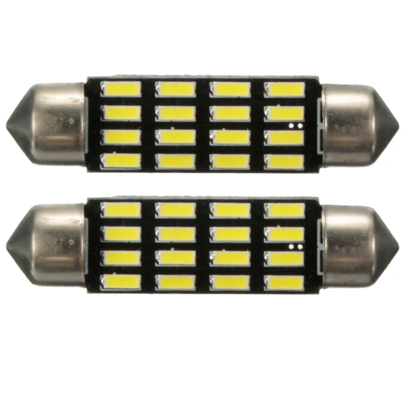 2x автомобильный купол Canbus 4014 SMD 16 Светодиодный светильник Гирлянда для салона 42