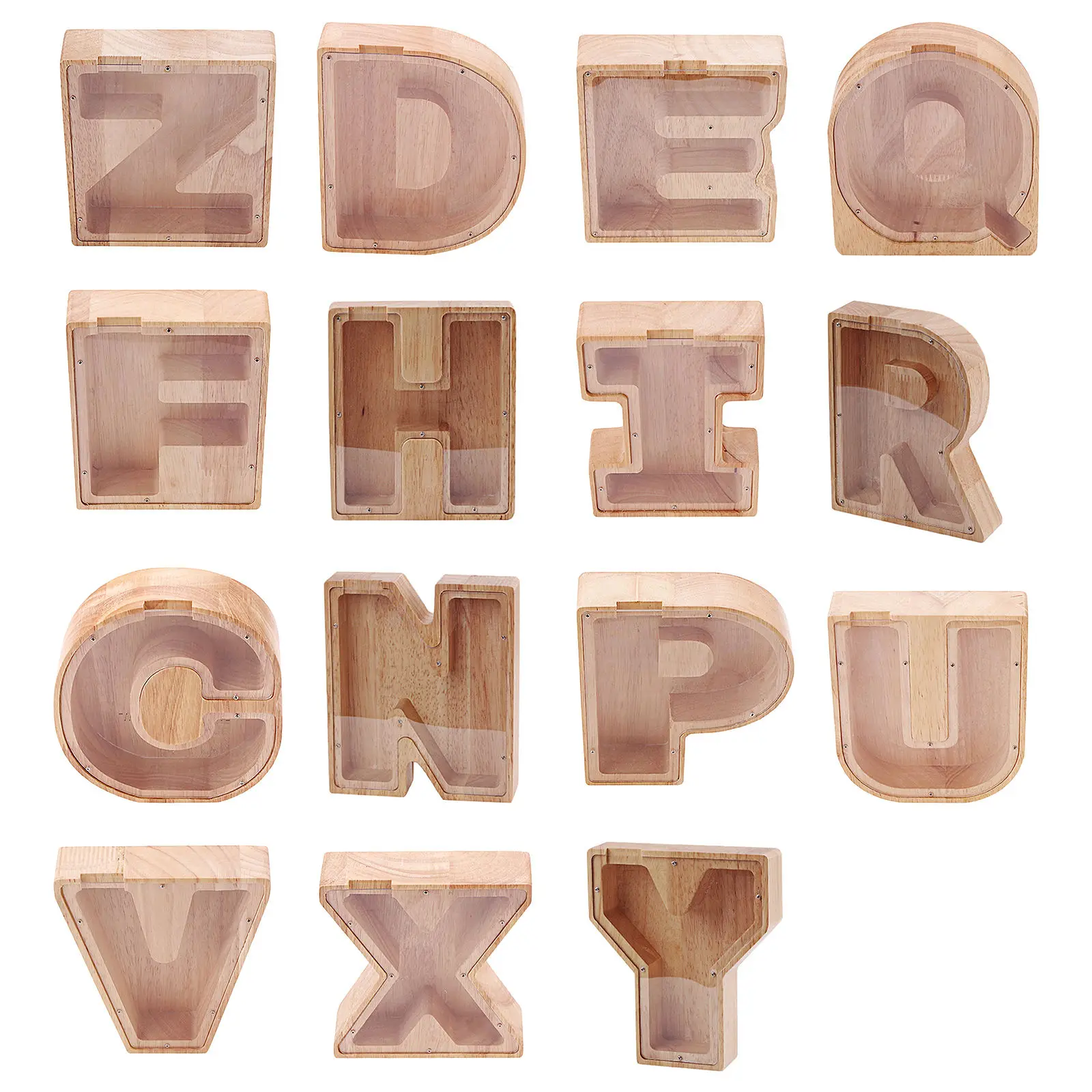 

Wooden Piggy Bank Letter Decor Letter-Shaped Custom for Wedding Fund Adults