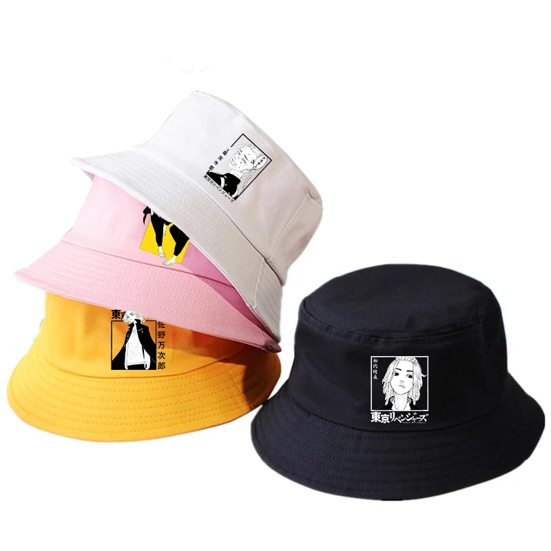 

2021 Anime Tokyo Revengers Summer hat Women Men Panama Bucket Cap The Design Flat Visor Harajuku Bucket Hat Fisherman Hat