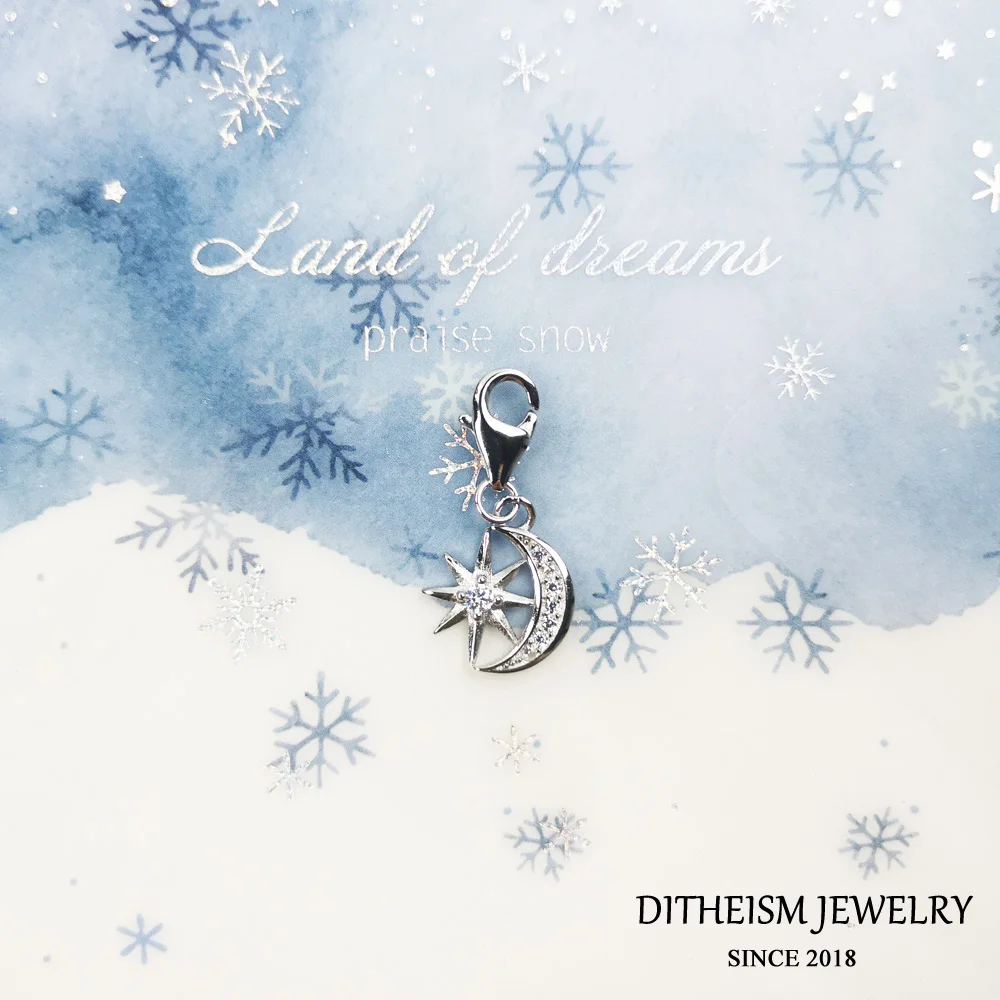 Подвески луна и звезды 925 стерлингового серебра Браслет Fit & Necklacen 2021 новые изысканные ювелирные изделия аксессуары 