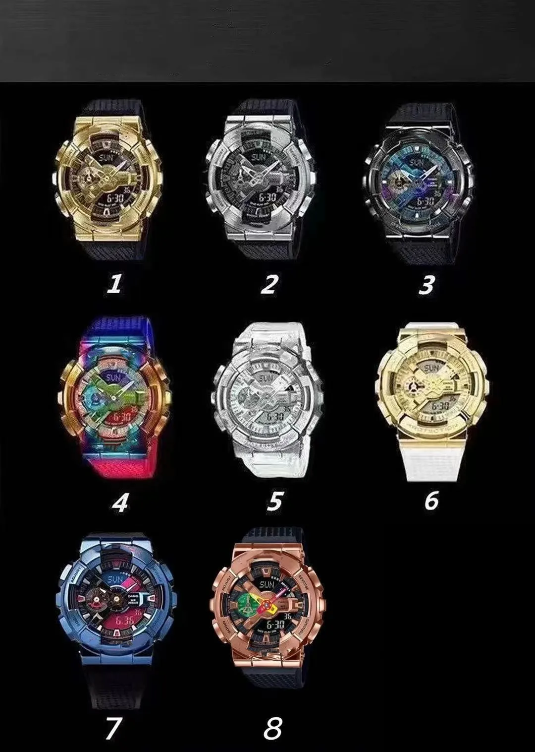 

GM-110 Спортивные кварцевые цифровые Мужские часы с светодиодный ным светодиодным дисплеем, автоматический подъем руки светильник сплав, циф...