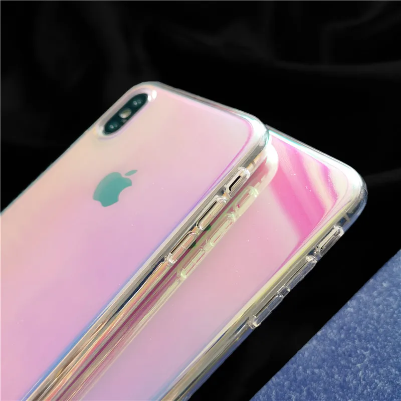 Чехол для телефона с лазерным градиентом цвета iphone 8 7 6 X XS XR XSMax зеркальные