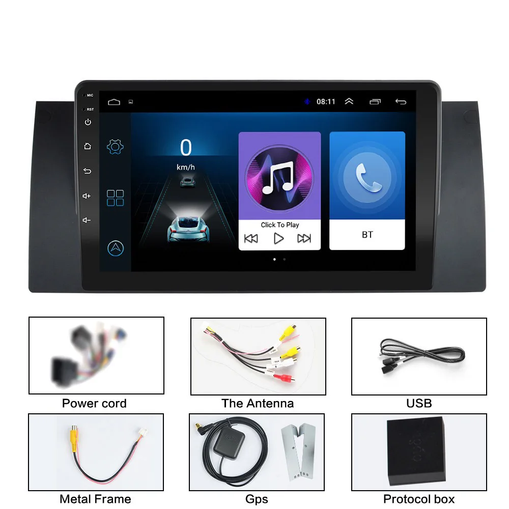 Автомобильный мультимедийный видеоплеер на Android 11 2Din для BMW 5 E39 1995 - 2003 E53 X5 M5 Carplay GPS