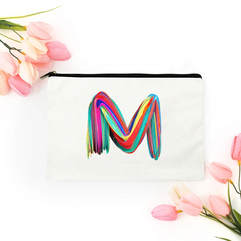 

Cosmetic Bag for Makeup 26 Letters Handbags Mini Women's Travel Pouch Woman Free Shipping Bags Storage Kawaii Personal Organizer