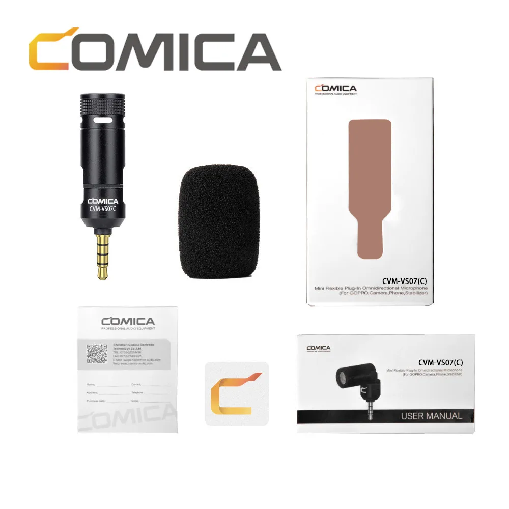 

COMICA CVM VS07c 3.5mm Mini Microphone Recording Gold-plated Film Mic Universal TRRS FOR DSLR Camera Mobile Phone for GoPro