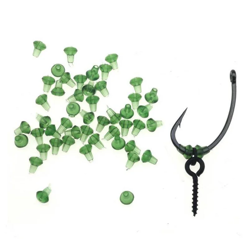 50pcs Hook Stops Beads Carp Fishing Accessories Stopper Green Black Carp Fishing Hair Chod Ronnie Rig Pop UP Boilie Stop