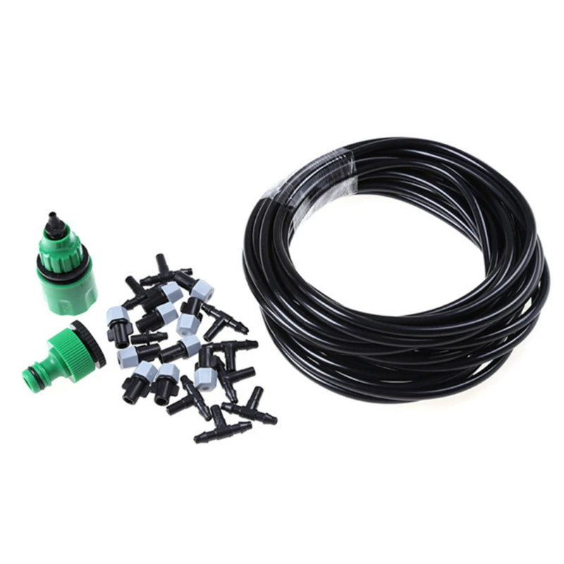 Water Mist Cooling System Fog Nozzle Outdoor Garden Terrace Greenhouse Plant Spray Hose Watering Kit | Дом и сад