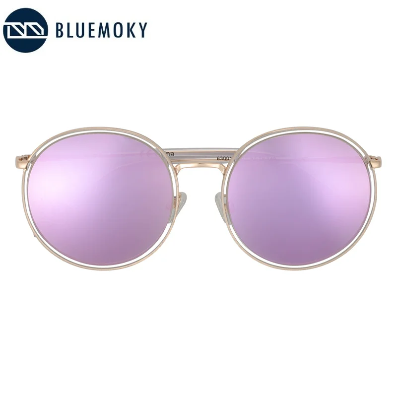 BLUEMOKY ацетат металлические Виндзорские обода круглые солнцезащитные очки для