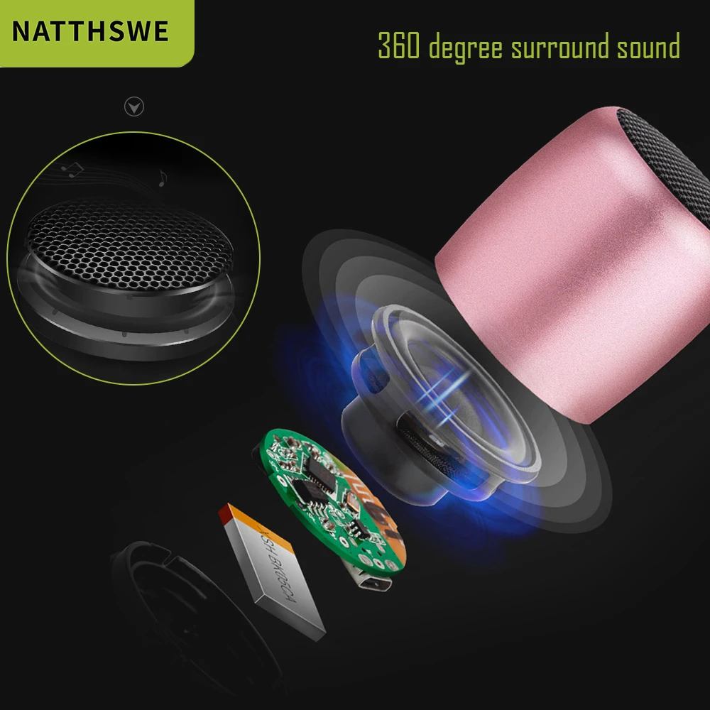 NATTHSWE M2 TWS металлический супер мини беспроводной Bluetooth динамик портативный