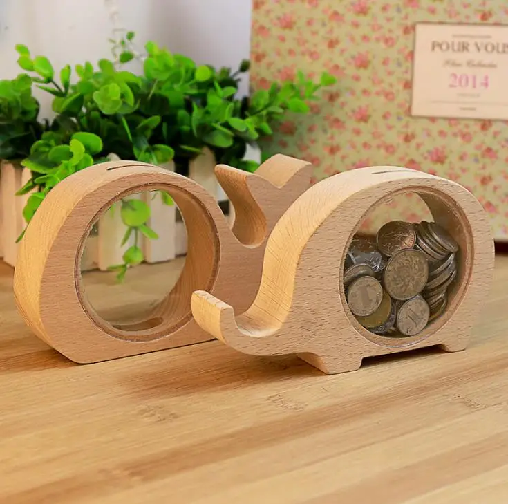 

Wooden Animal Money Saving Box Best Gifts for Kids Elephant Piggy Banks Pig Whale Hippo Money Storage Box 40pcs SN573