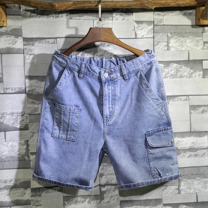 

Blue Jeans Shorts Over the knee pants Brand 7XL Big size Large size Summer Style Men's Casual Denim Shorts Fashion Loose Denim
