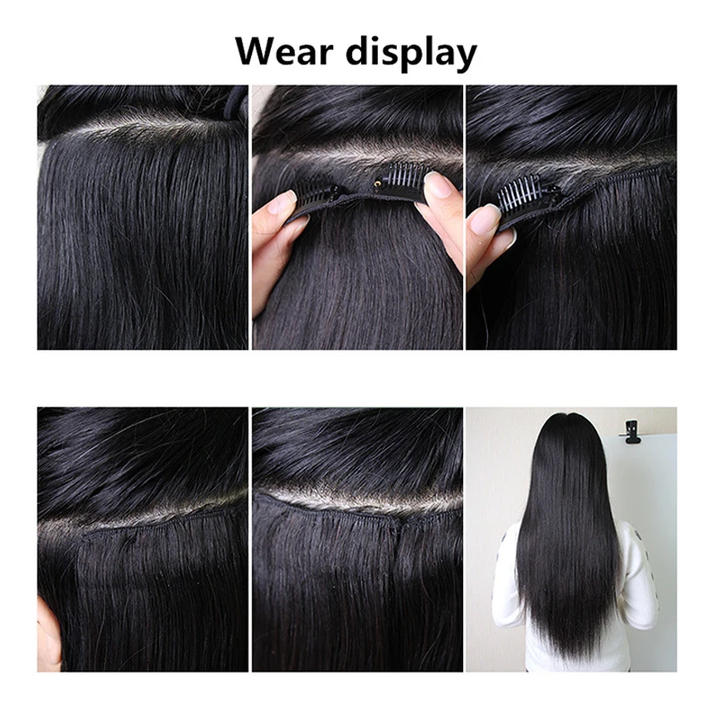 

1 piece Brazilian human hair Straight Clip Ins for Natural wig Remy Hair Extensions Human Hair Extensions Real Hair Extensions