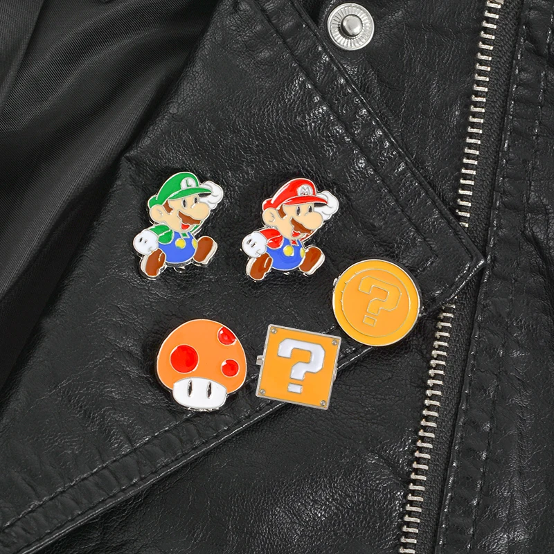Классическая игра лацкан Металлические Булавки Super Mario Bros. Пиксельные Мультяшные броши значки на рюкзак булавки ювелирные изделия подарок для фанатов игр друзей