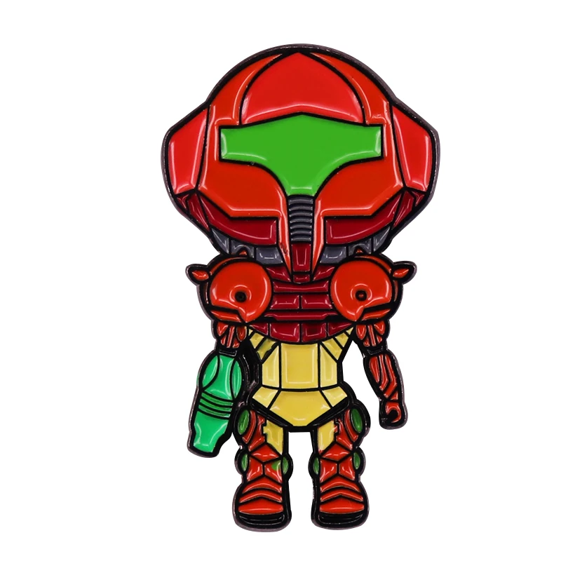 Эмалированная брошь Samus Aran Metroid в виде робота из аниме-игры | Украшения и