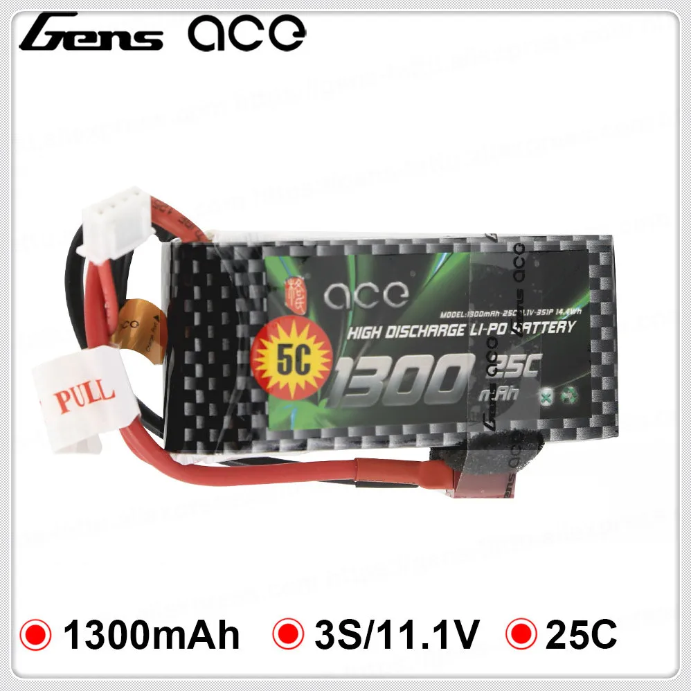 

Gens ace Lipo Battery 11.1V 1300mAh Lipo 3S 25C RC Battery Pack Deans Plug for RC Helicopter RC Plane Famous Brand High Quality