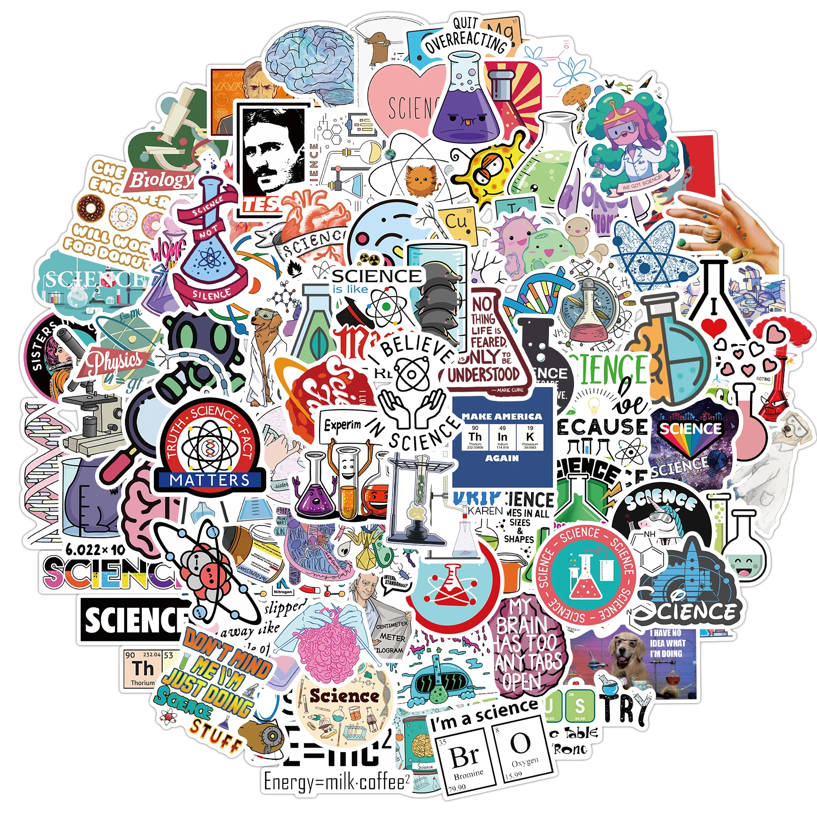 Pegatinas de Laboratorio de Ciencia, f&iacute;sica y qu&iacute;mica para guitarra, equipaje DIY, port&aacute;til, monopat&iacute;n, motocicleta, pegatinas de bicicleta, 10/50/100 Uds.-1