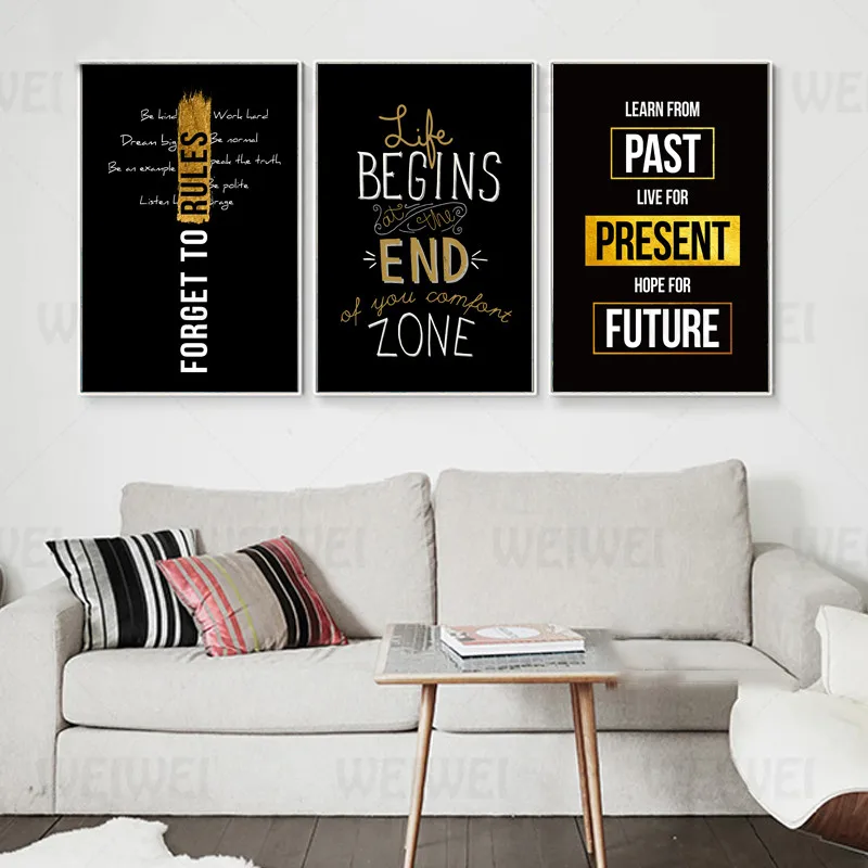 

Inspirational Decorative Painting Black Background Home Decoration Living Room Wall Canvas Painting Learn From Past Present Life