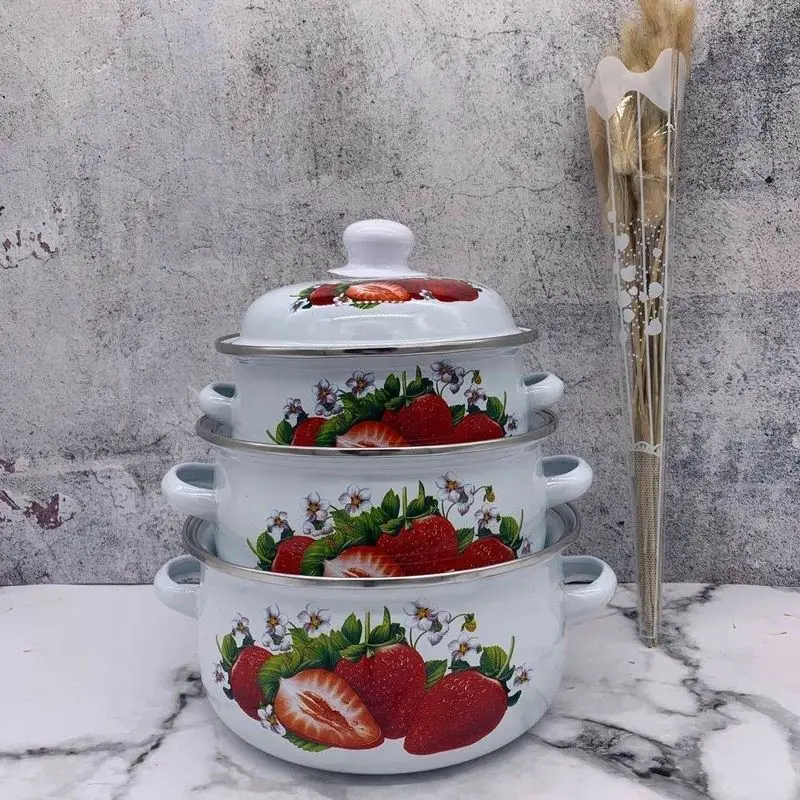 Комплект из трех кастрюль для приготовления супов, лапши и молока с эмалевым покрытием "Special Enamel".