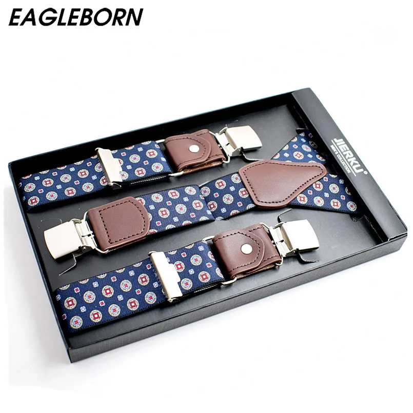 Новые модные мужские подтяжки повседневные кожаные регулируемые 3 зажима ремень