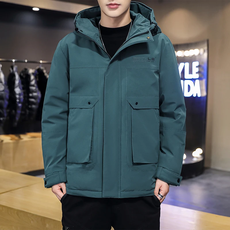Down jacket Men's short thickened 2021 handsome youth trend coat white eider down jacket High quality 90 White duck down brand