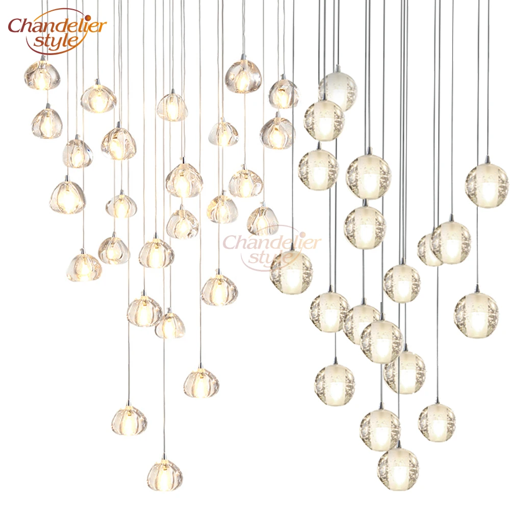 

Modern Crystal Chandelier LED Hanging Lighting Large Big Glass Globe Glass Chandeliers Luxury Stair Cristal Chandelier Lamp