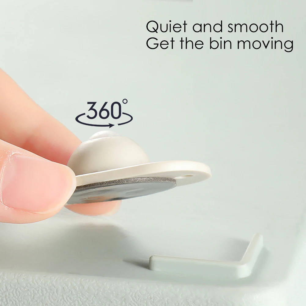 

4Pcs Casters Pulley Roller Self-adhesive Accessories Storage Box Trash Noiseless Wheels Trash Can Pulley for Home