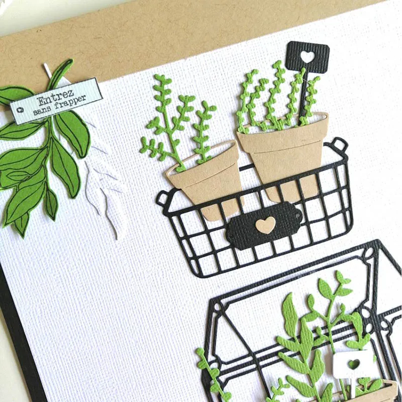 Металлические Вырубные штампы для растений в горшке сделай сам скрапбукинг