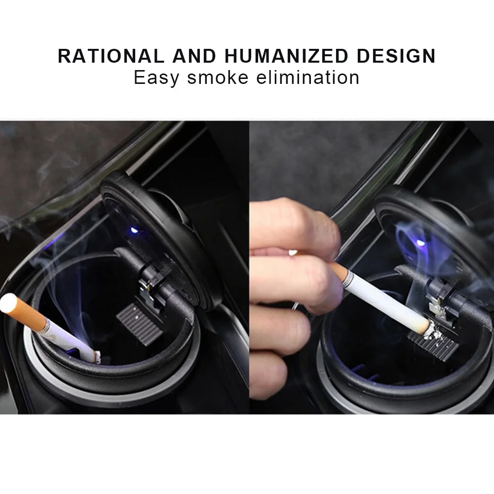 

1PC Portable Auto Car Truck LED Cigarette Smoke car Ashtray Blue LED Light Smokeless Ashtray Cigarette Holder Anti-slip Rubber