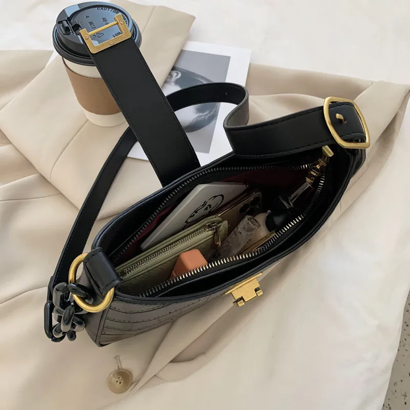 

Stone Pattern Crossbody Fashion Women Bag 2021 with Chain Hot Sale Lock Shoulder Hand Bags Female High Quality Leather Hobo Bag